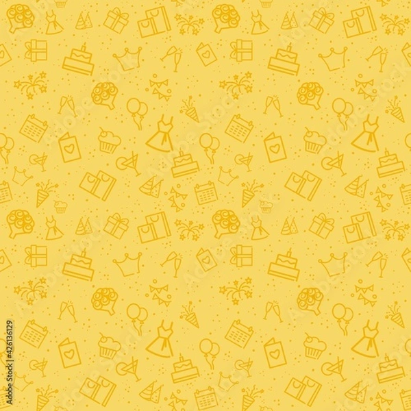 Obraz Seamless birthday pattern yellow 