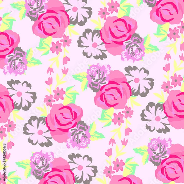 Fototapeta Watercolor Flower background. Vector illustration of a beautiful floral bouquet. 