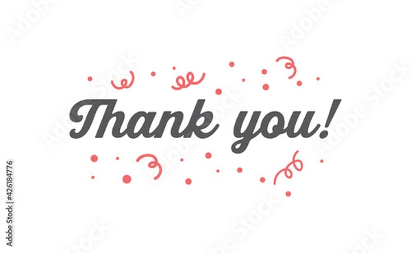 Fototapeta Thank you lettering. Greeting card text design in calligraphic style font.