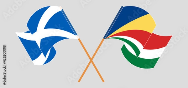 Fototapeta Crossed and waving flags of Scotland and Seychelles