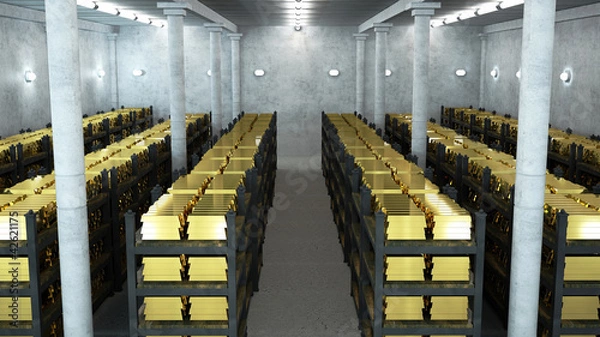 Obraz bank vault with gold bars