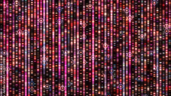 Obraz Biotechnology virus dna sequence genomic analysis visualization gene therapy - 3D illustration rendering