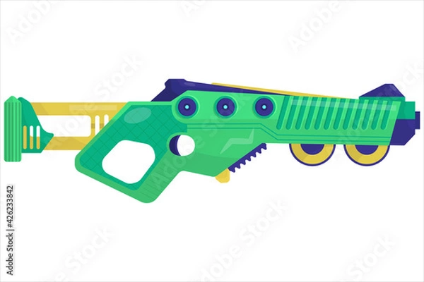 Fototapeta vector concept illustration of a blaster. weapons for computer games. multi-colored pistol shooting a laser beam. alien weapons .