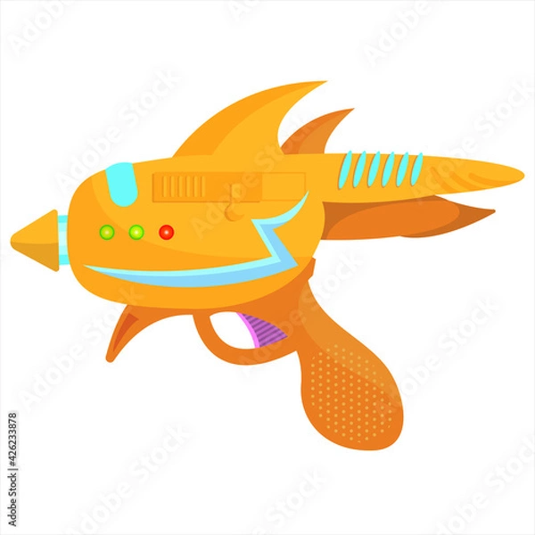 Fototapeta vector concept illustration of a blaster. weapons for computer games. multi-colored pistol shooting a laser beam. alien weapons .