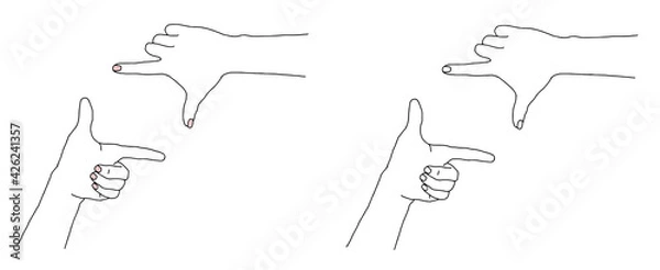 Obraz トリミングのポーズをする両手のイラスト　塗り背景あり/なし