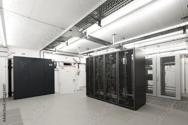 Obraz conditioned  computer server room environment with racks