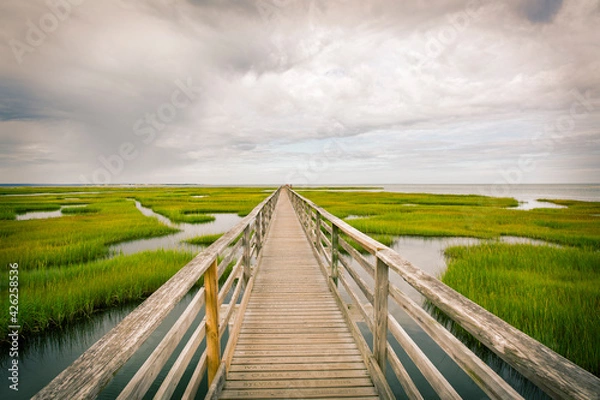 Fototapeta Bridge in marsh waterway on Cape Cod, Massachusetts