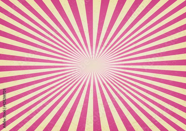 Obraz Circus or carnival pink template of swirl stripes stock vertical banner. Old texture retro cinema sign. Pop corn or bubble gum. Background vector image. Decoration for posters, flyers, social media.