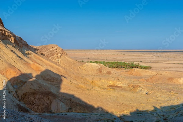 Fototapeta morning in the Atlas Mountains, a view from a height of the Sahara Desert
