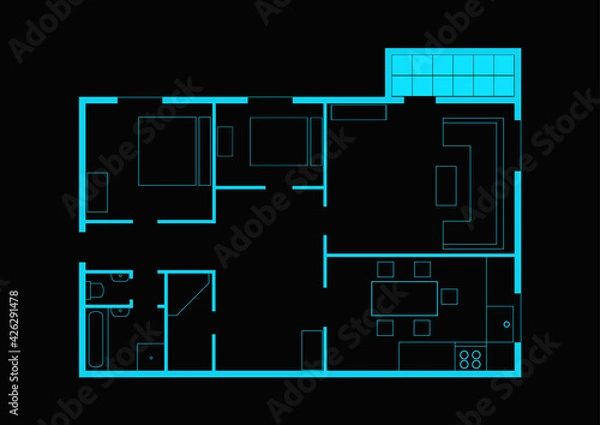 Fototapeta Architectural background. Building construct plan. Home floor architect pattern.