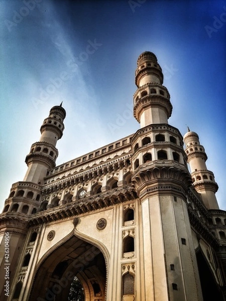 Fototapeta Charminar the iconing building, Is listed among the most famous tourist love structures in India, Built in 1591, Hyderabad.