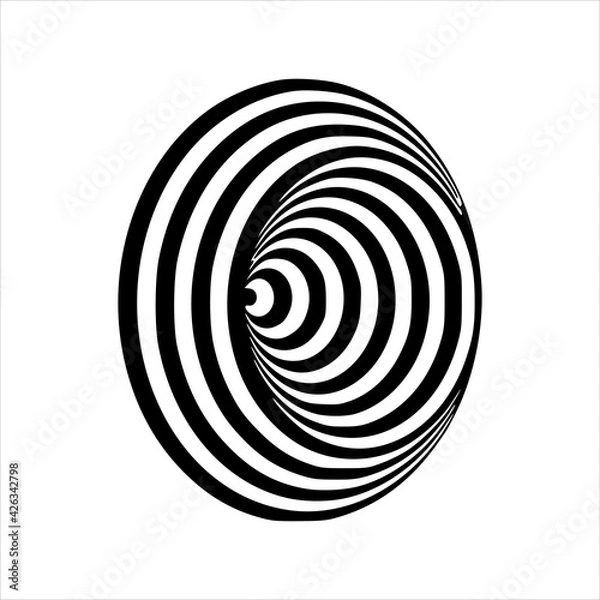 Obraz  optical illusion black and white circles cone on white background Vector illustration