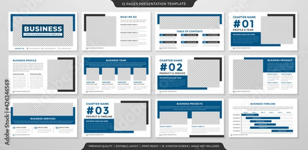 Fototapeta set of multipurpose presentation template design with minimalist and clean layout use for business annual report 