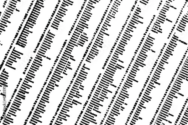 Fototapeta The grunge texture of the printed list text arranged diagonally. An illegible printed list in a column diagonally. Vector illustration. Overlay template.