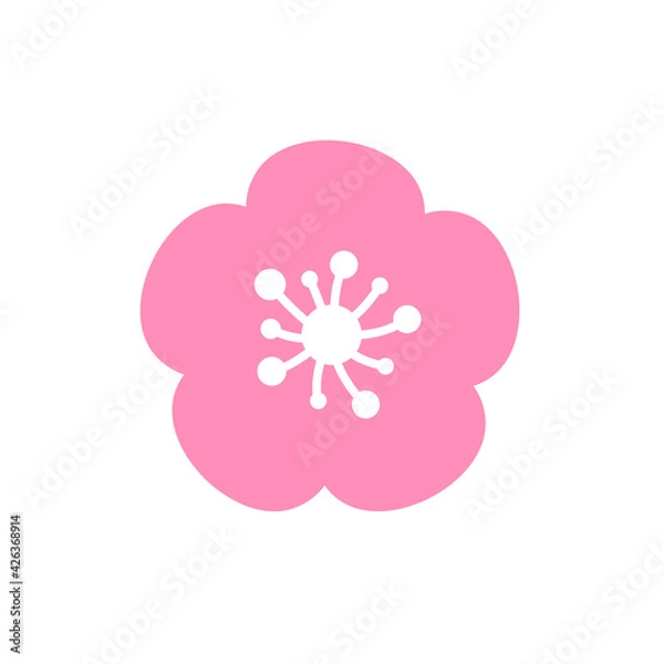 Fototapeta Cherry blossom vector Pink cherry blossoms blooming Isolated on white background