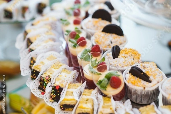 Obraz Many small desserts close together