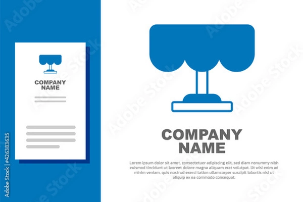 Fototapeta Blue Wooden table icon isolated on white background. Street cafe. Logo design template element. Vector