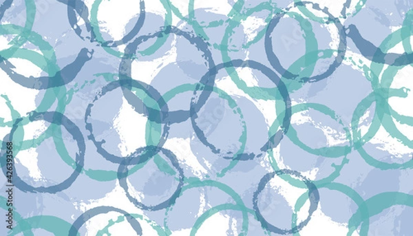 Obraz Allover watercolor circles geometry fabric print. Round shape splotch overlapping elements vector