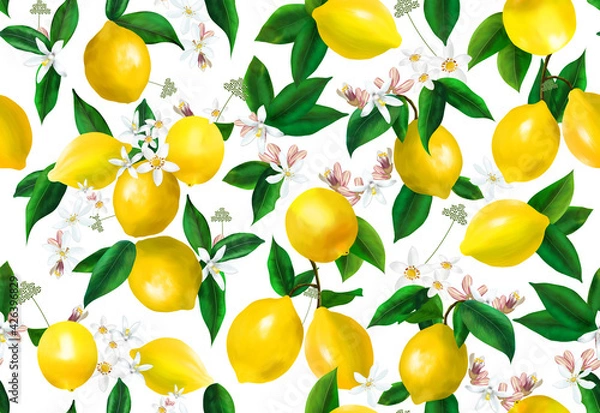 Obraz seamless pattern with lemons