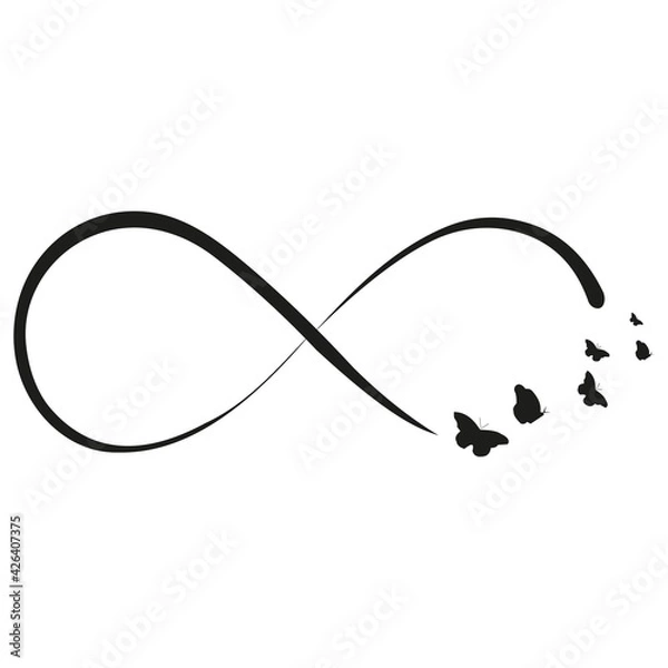 Obraz infinity icon with butterflies.vector icon on white background