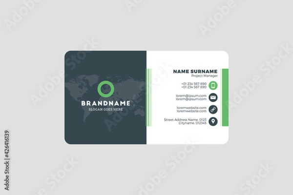 Fototapeta Corporate Business Card Print Template. Personal Visiting Card with Company Logo. Vector Illustration