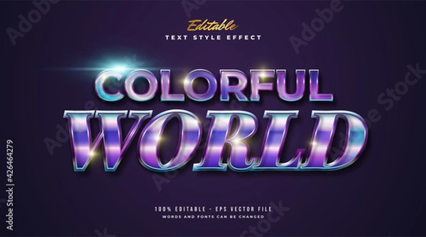 Fototapeta Colorful World Text in Colorful Gradient and Glossy Effect