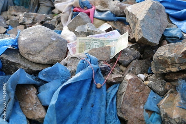 Fototapeta Buddhists in Mongolia. Altar to spirits.