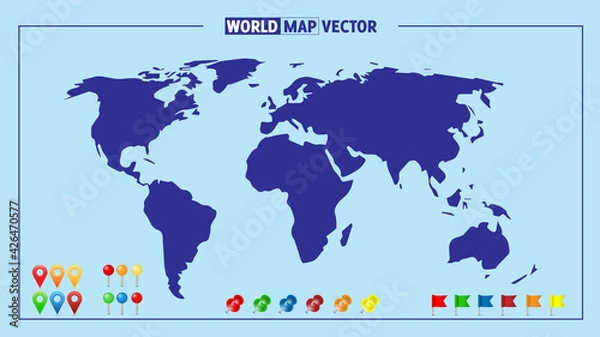 Fototapeta Isolated world map. Vector illustration.