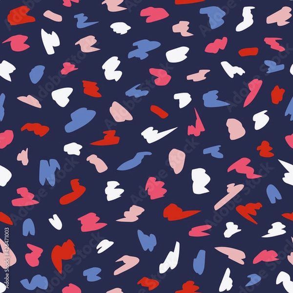 Fototapeta Scribble Vector Stroke Elements Seamless Repeat Pattern with Dark Blue Background.