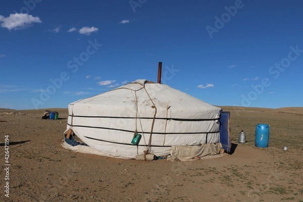 Fototapeta Beautiful landscape of Mongolia. Untouched nature in summer with grass and flowers. Mongolia, yurt, nomads, pastures, skull, camel, path, road in the dunes, desert, Asia,
Buddhists in Mongolia. Altar 