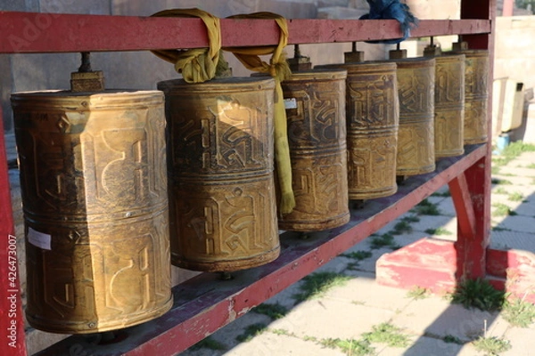 Fototapeta Buddhist temple in Mongolia. Altar to spirits.