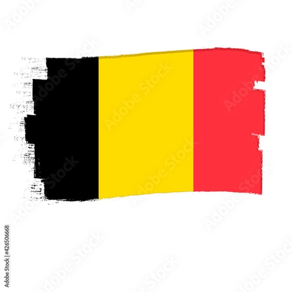 Fototapeta Flag of Belgium, banner with grunge brush
