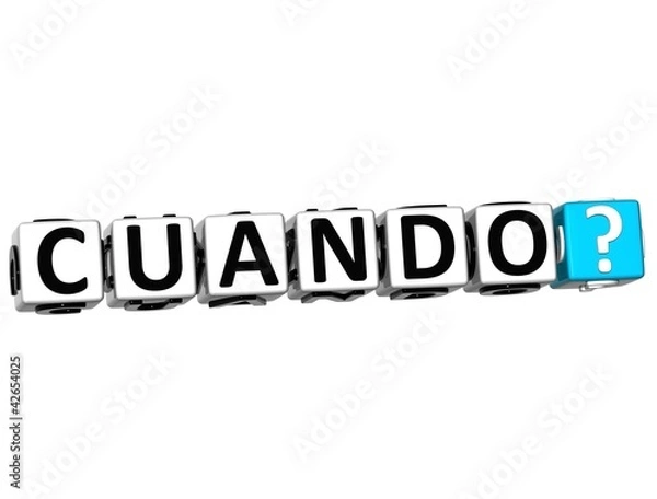 Fototapeta 3D Spanish Question Button Click Here Block Text