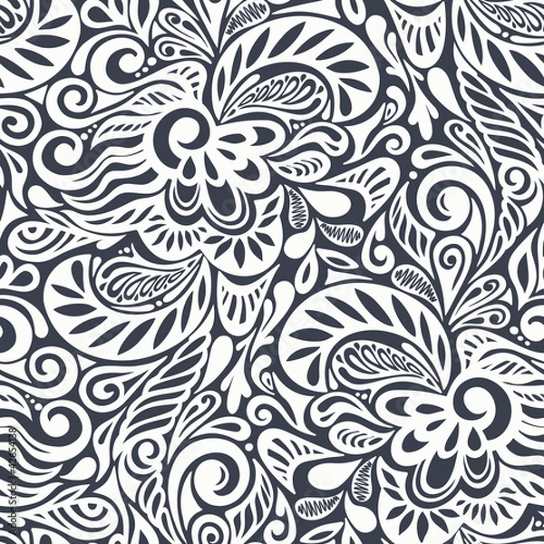 Obraz Seamless abstract curly floral pattern