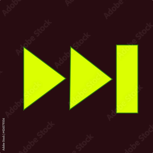 Fototapeta Skip to the end or next file track chapter button in yellow color with dark background