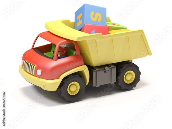 Obraz Toy truck and cubes