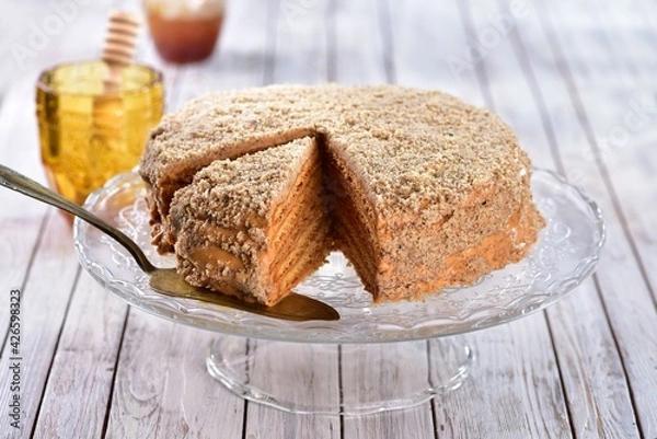 Obraz Homemade honey cake, traditionally called medovnik in Czech and Russian