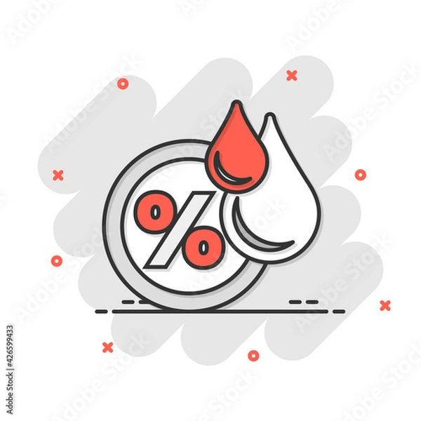 Fototapeta Humidity icon in comic style. Climate vector cartoon illustration on white isolated background. Temperature forecast business concept splash effect.