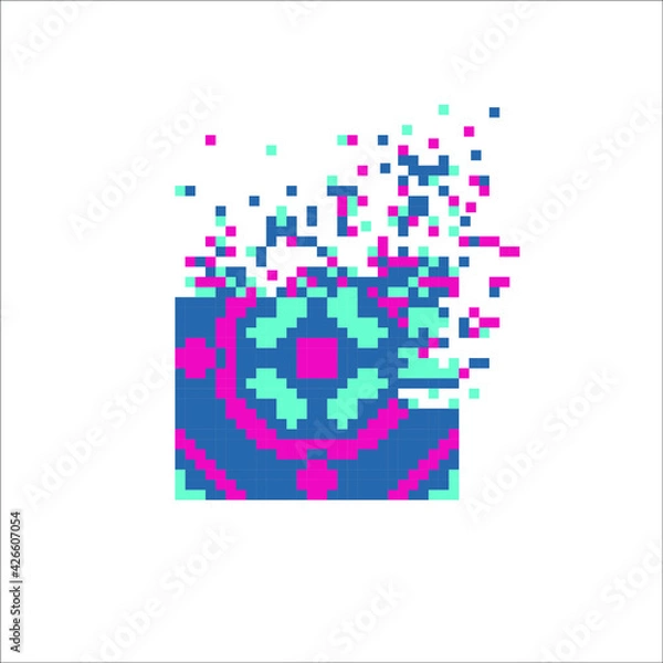 Fototapeta Colorful Pixel tile disintegration into pixels, illustration for graphic design