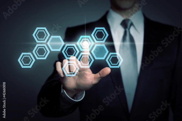 Fototapeta businessman using modern touchscreen application