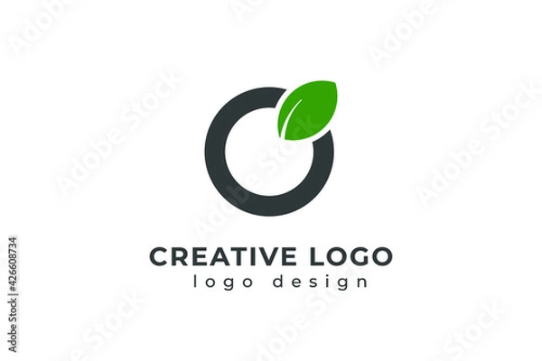 Obraz Letter O eco leaves logo icon design template elements.