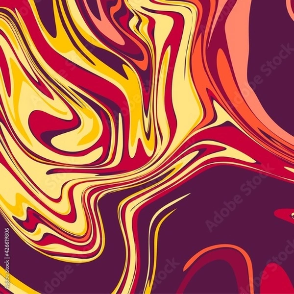 Fototapeta lava red orange yellow color psychedelic fluid art abstract background concept design vector illustration