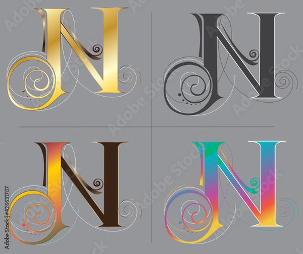 Fototapeta Letter N alphabet font design