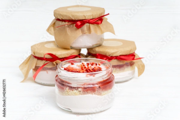 Obraz Marshmallow with jam in a transparent jar