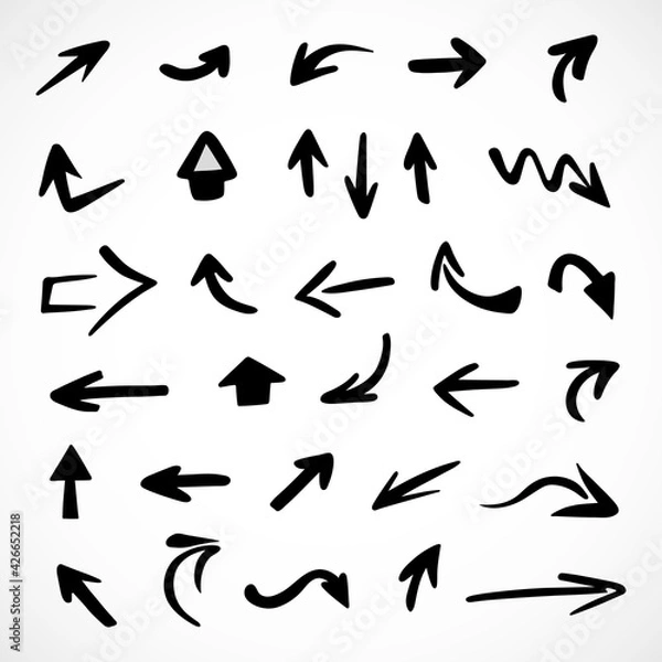 Fototapeta Vector set of hand-drawn arrows, elements for presentation