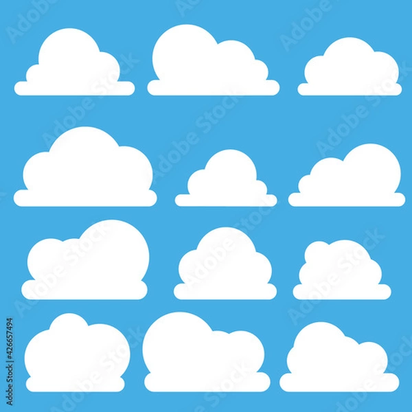 Fototapeta Set of images of clouds vector illustration