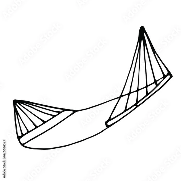 Fototapeta Hand drawn  doodle hammock.Summer doodle.Vector doodle illustration