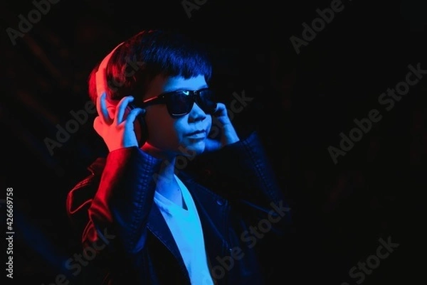 Obraz portrait of a man in neon light (soft light)