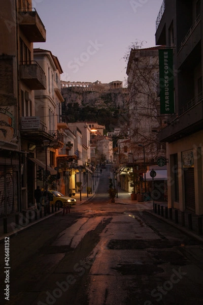 Obraz Streets by night at Monastiraki, Athens