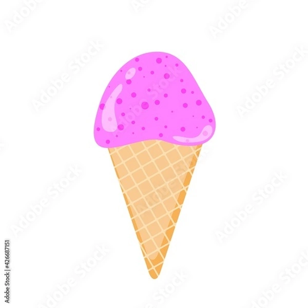 Fototapeta Flat ice cream isolated on a white background.